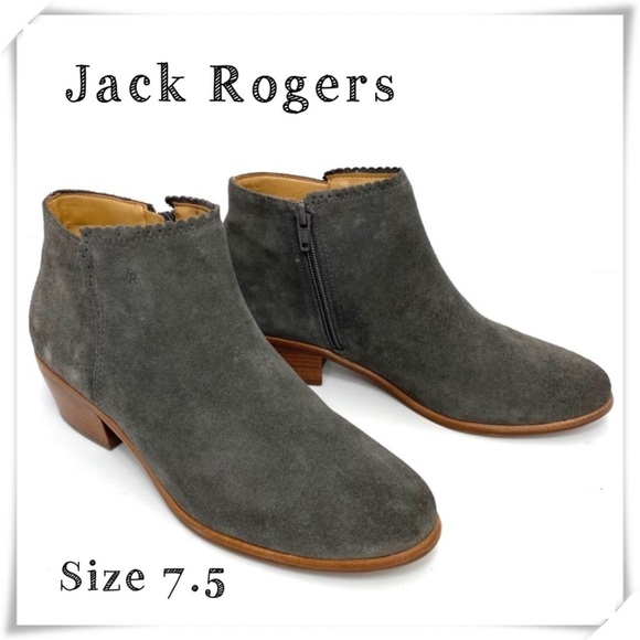 JACK Rogers Bailee Suede Classic Ankle Bootie in Charcoal Gray Size 7.5 - Picture 1 of 10